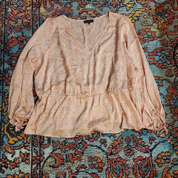 Eloquii Speckled Tie Sleeve Blouse - Picture 1 of 4